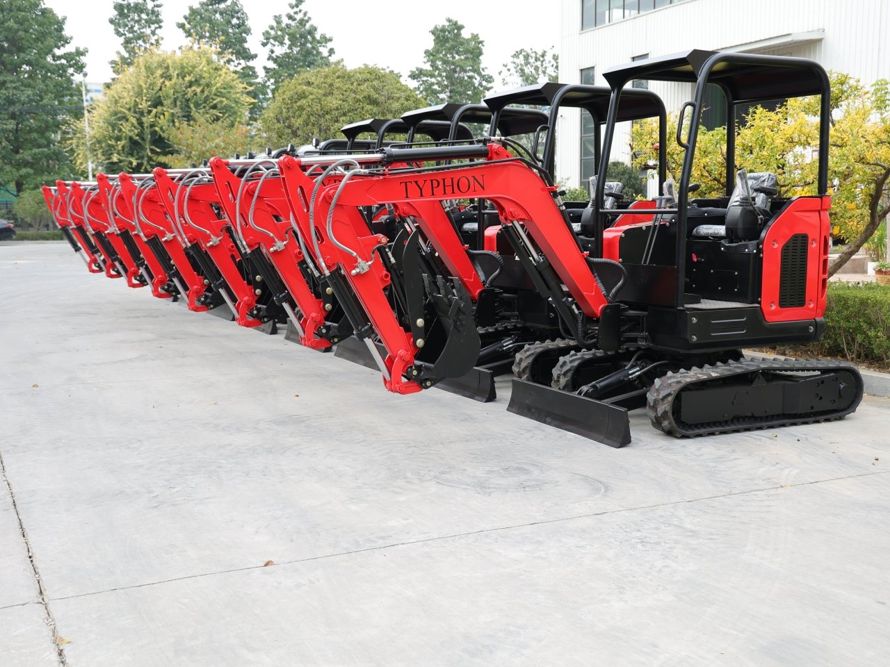 a group of TYPHON mini excavators