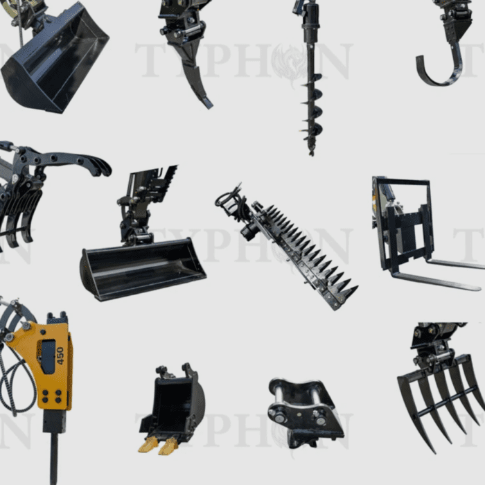 All-in-One 12 PCS Attachment Set Tool Fits 2-3 ton Mini Excavator Terror XXV