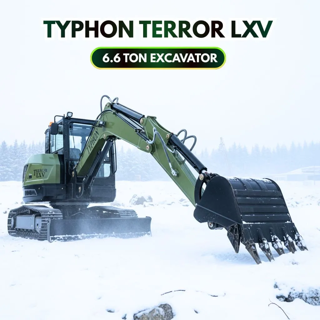TYPHON TERROR LXV 6.6 Mini Excavator w 6.6 Ton 56.9hp Kubota V2607 Diesel Engine