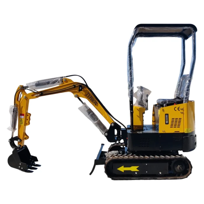 TYPHON TERROR X STORM Mini Excavator – 1 Ton Trench Digger with Canopy, Hydraulic Thumb Clip, Bucket USA